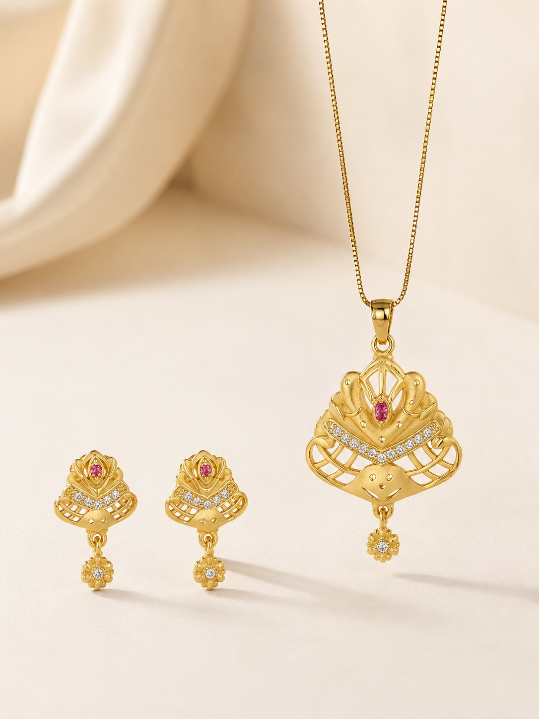Damini Mangalsutra 18K gold plates with earrings