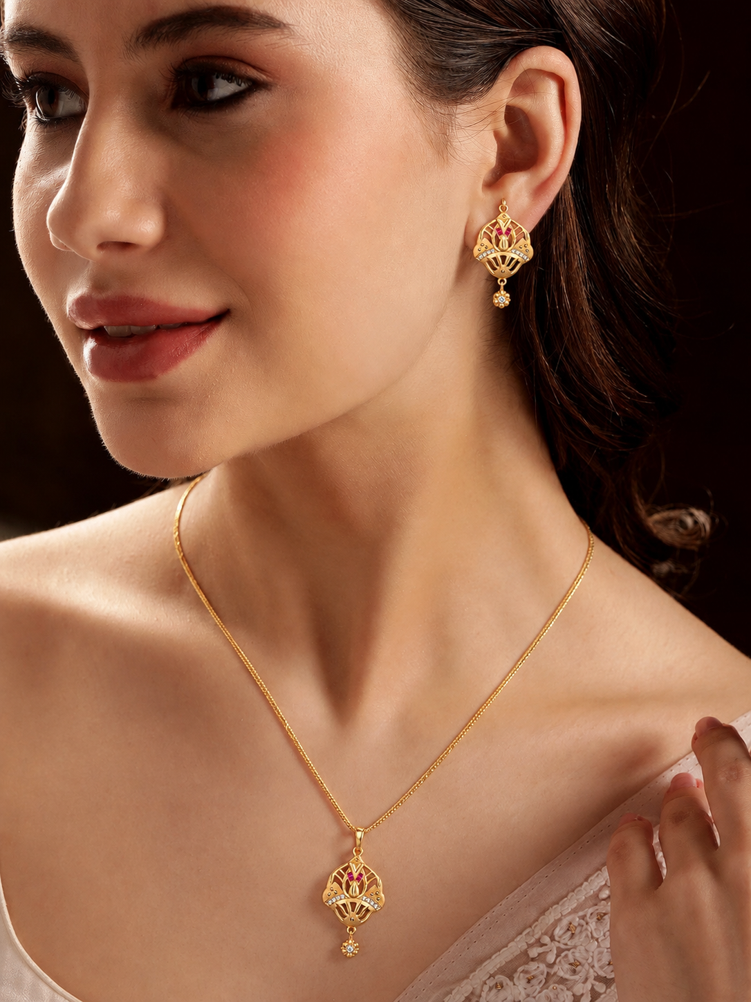 Bhavika Mangalsutra 18K gold plates with earrings