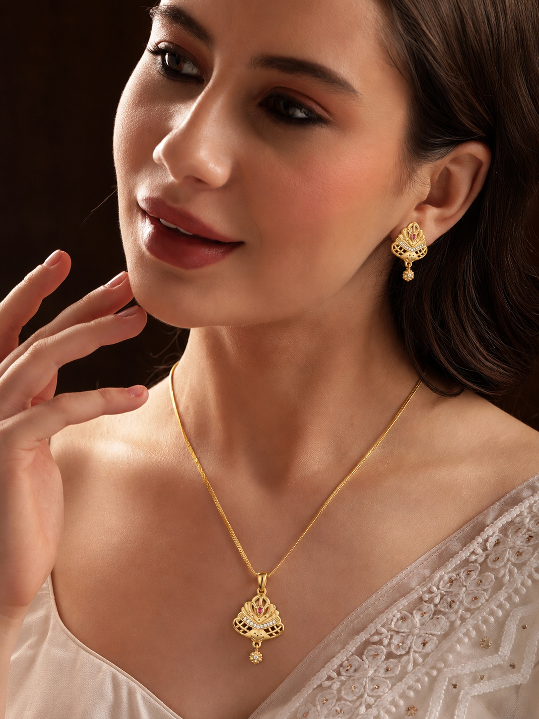 Damini Mangalsutra 18K gold plates with earrings