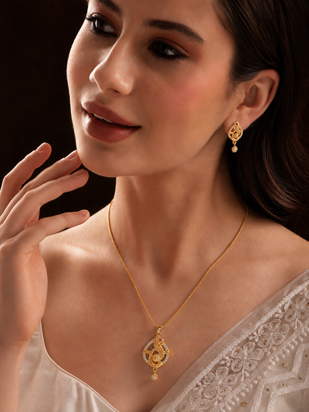 Charvi Mangalsutra 18K gold plates with earrings