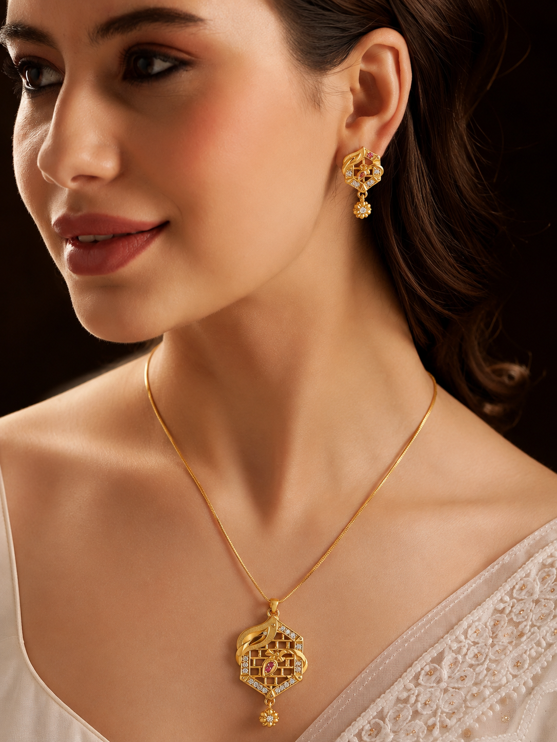 Chhavi Mangalsutra 18K gold plates with earrings