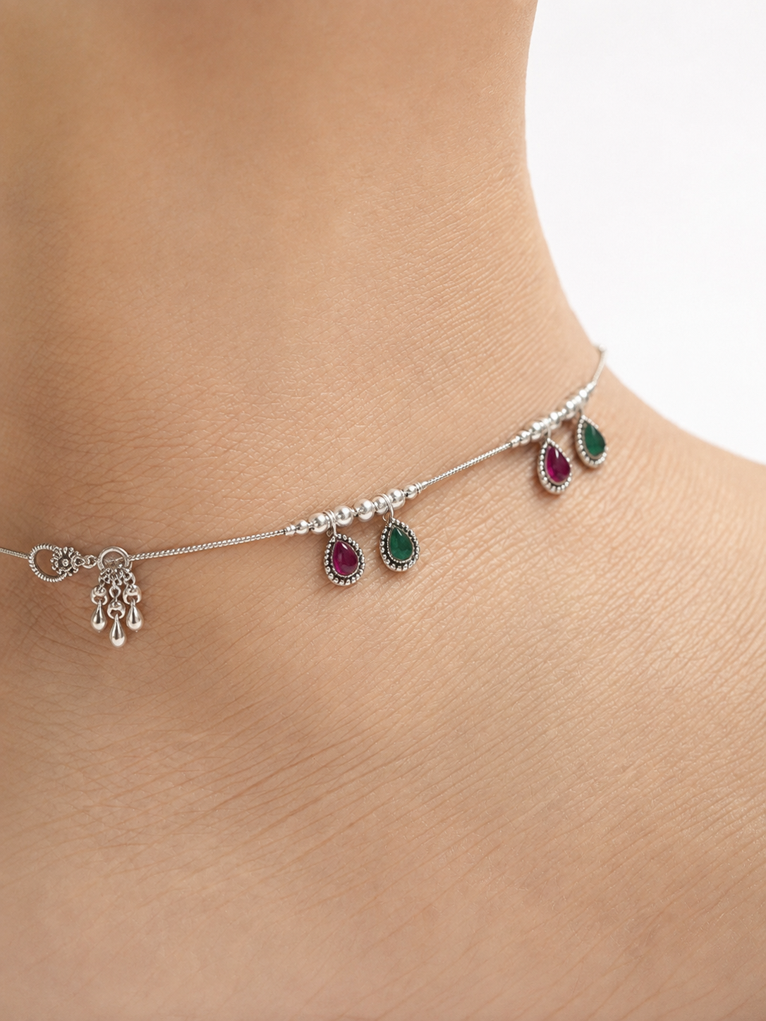 Selena Silver Anklet for Women's