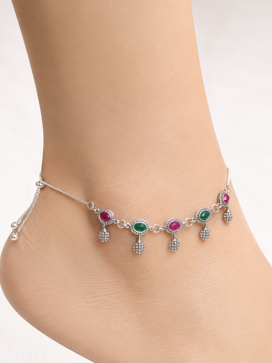 Nessa Silver Anklet for Women's