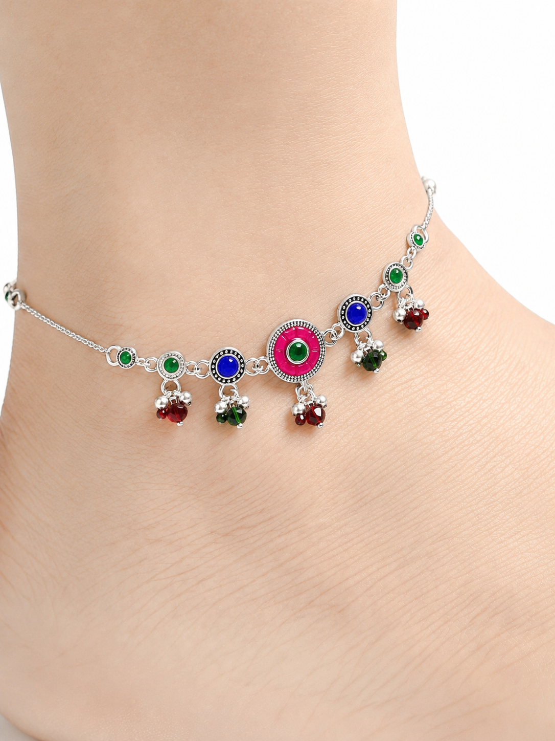Alina Silver Anklet for Women's
