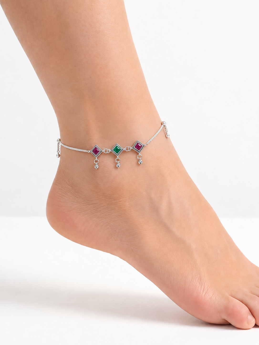 Elara Silver Anklet for Women's