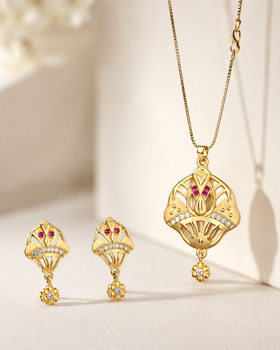 Bhavika Mangalsutra 18K gold plates with earrings