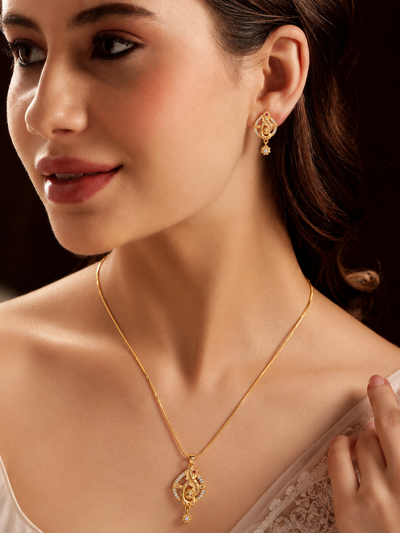 Charvi Mangalsutra 18K gold plates with earrings