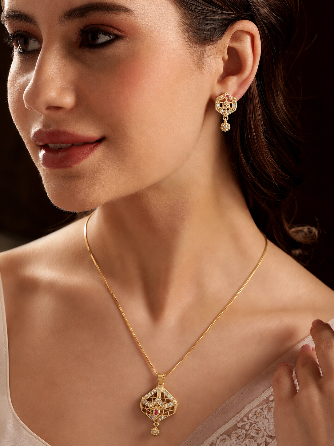 Chhavi Mangalsutra 18K gold plates with earrings