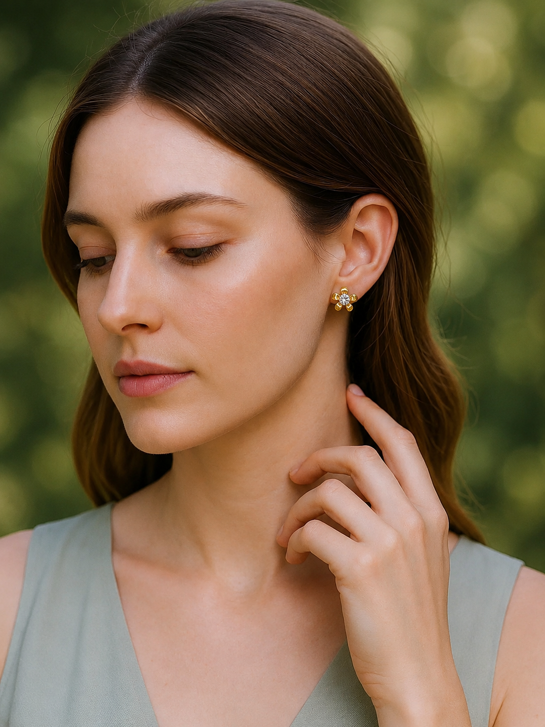 Rhea Stone Halo Earrings Set