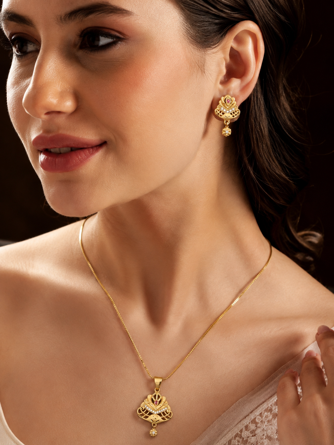 Damini Mangalsutra 18K gold plates with earrings
