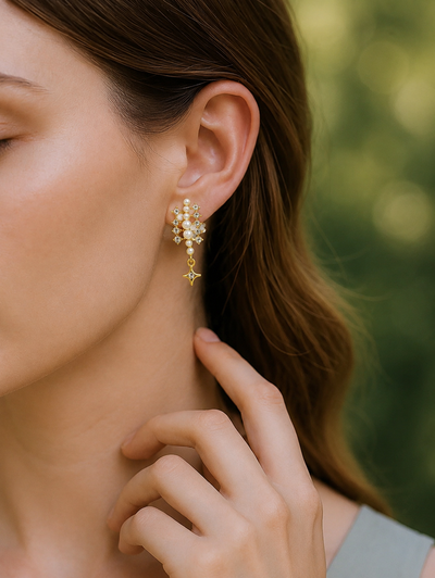 Diya Stone Petals Earrings Set