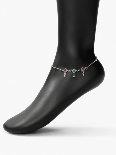 Elara Silver Anklet for Women's