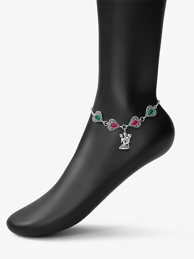Rhea Silver Anklet for Women's