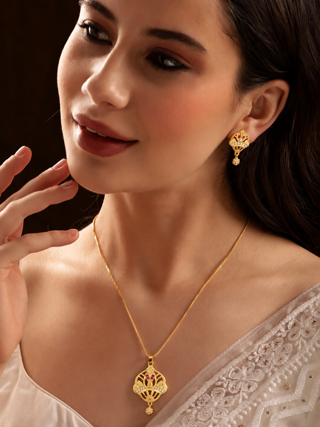 Bhavika Mangalsutra 18K gold plates with earrings
