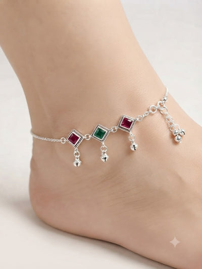 Elara Silver Anklet for Women's