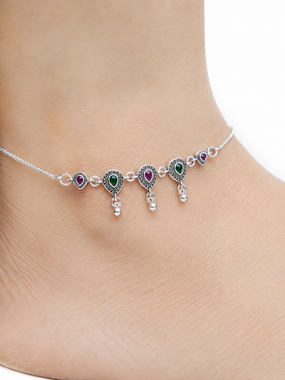 Aurelia Silver Anklet for Women's