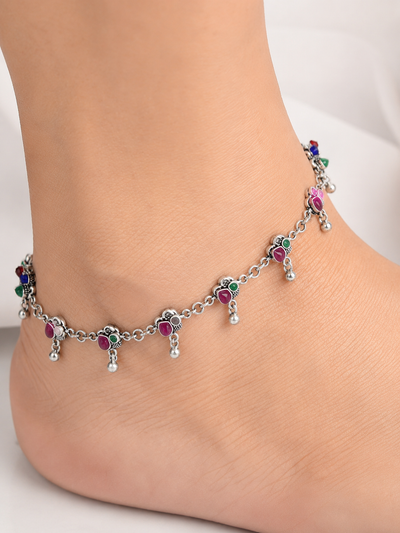 Celine Silver Anklet for Women's