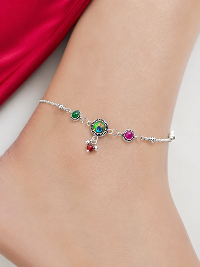 Amara Silver Anklet for Women's