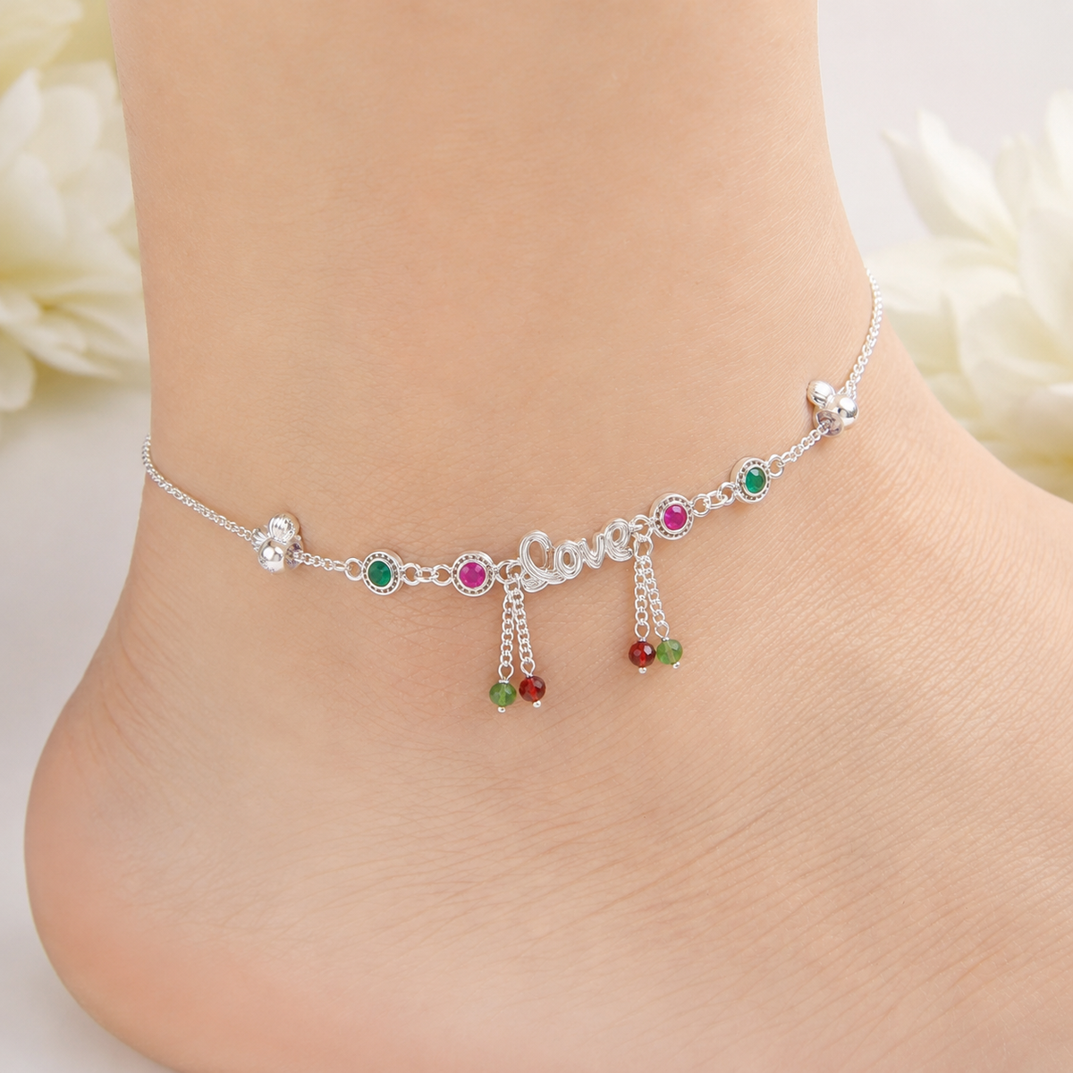 Freya Silver Anklet for Women's