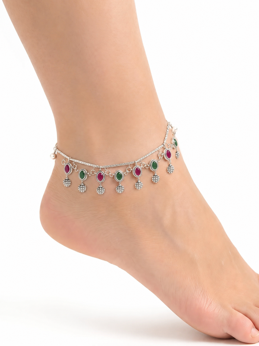 Nessa Silver Anklet for Women's