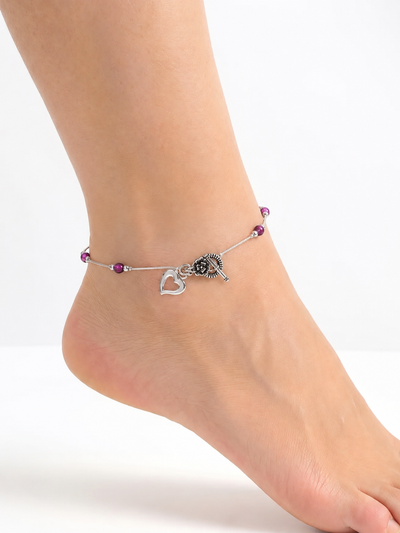 Livia Silver Anklet for Women's