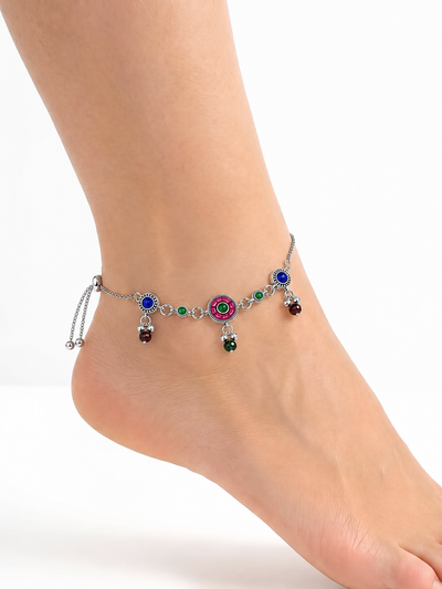 Alina Silver Anklet for Women's
